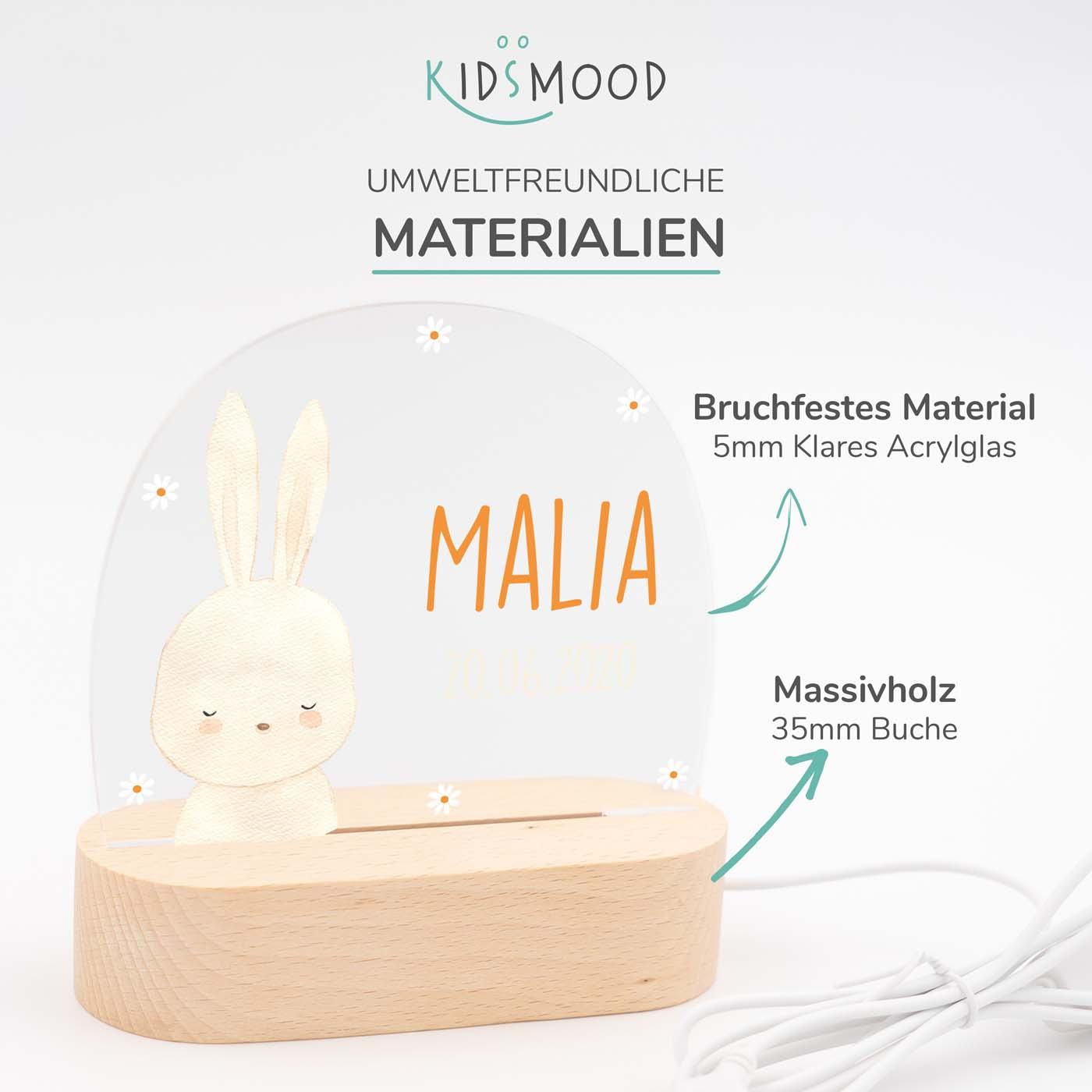 Personalisierte Nachtlampe für Kinder - Baby-Hase