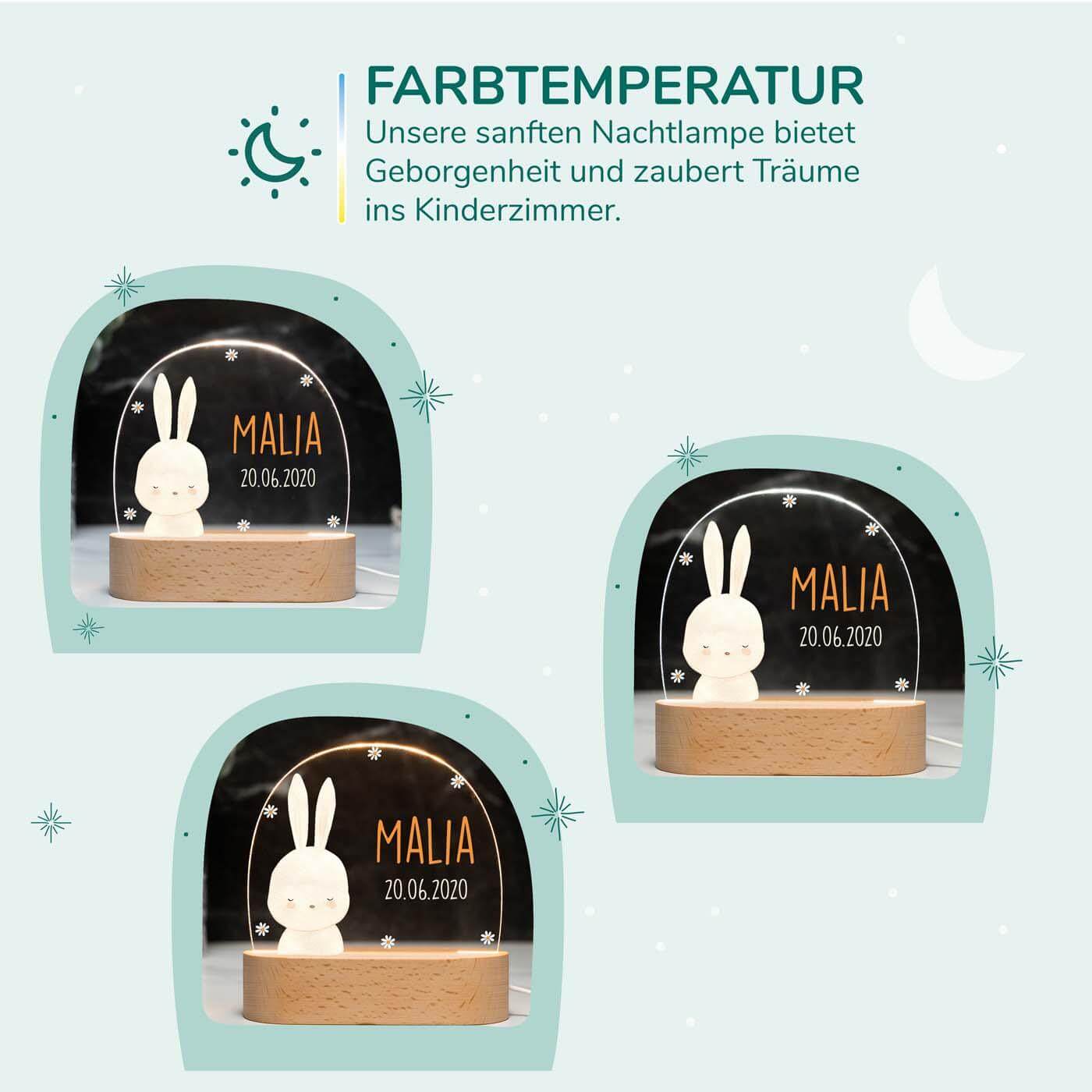 Personalisierte Nachtlampe für Kinder - Baby-Hase