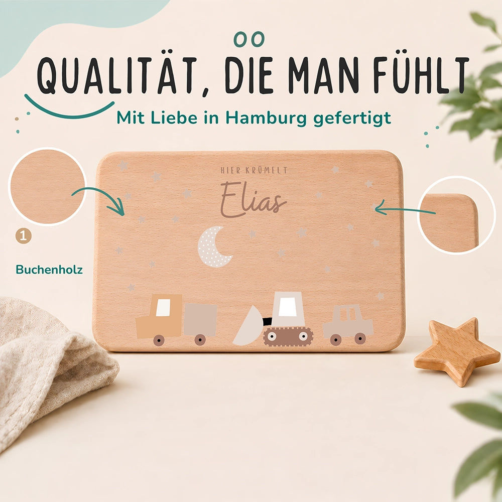 Frühstücksbrettchen Holz Baustelle