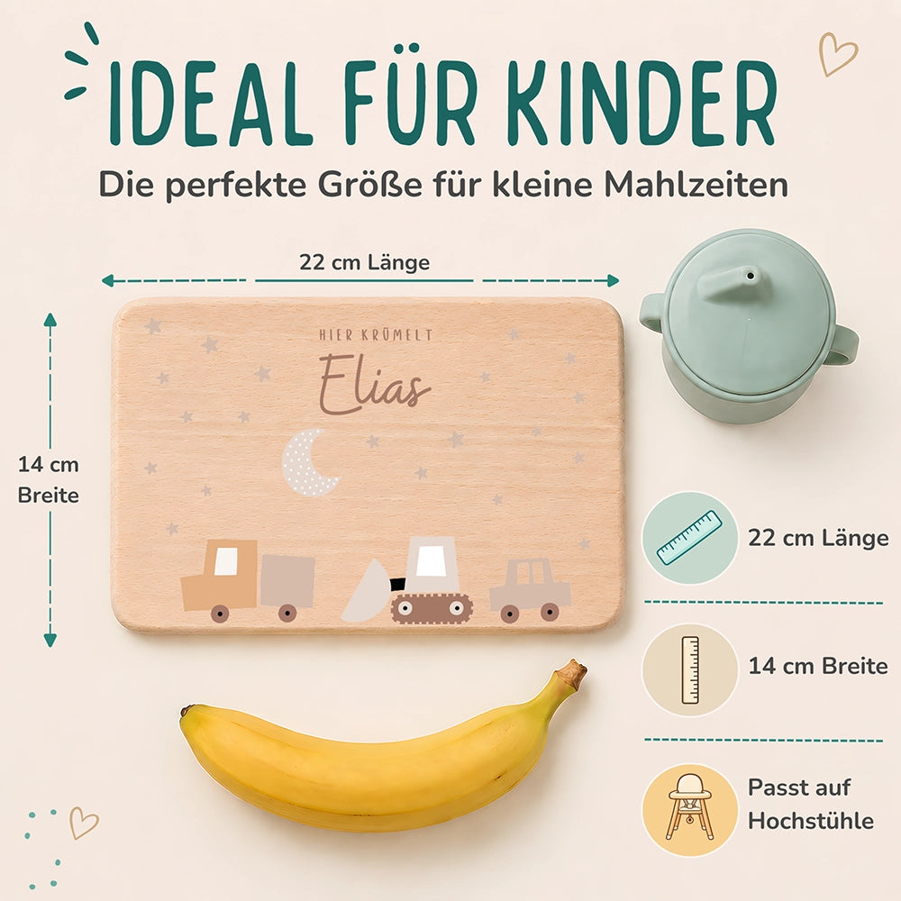 Frühstücksbrettchen Holz Baustelle