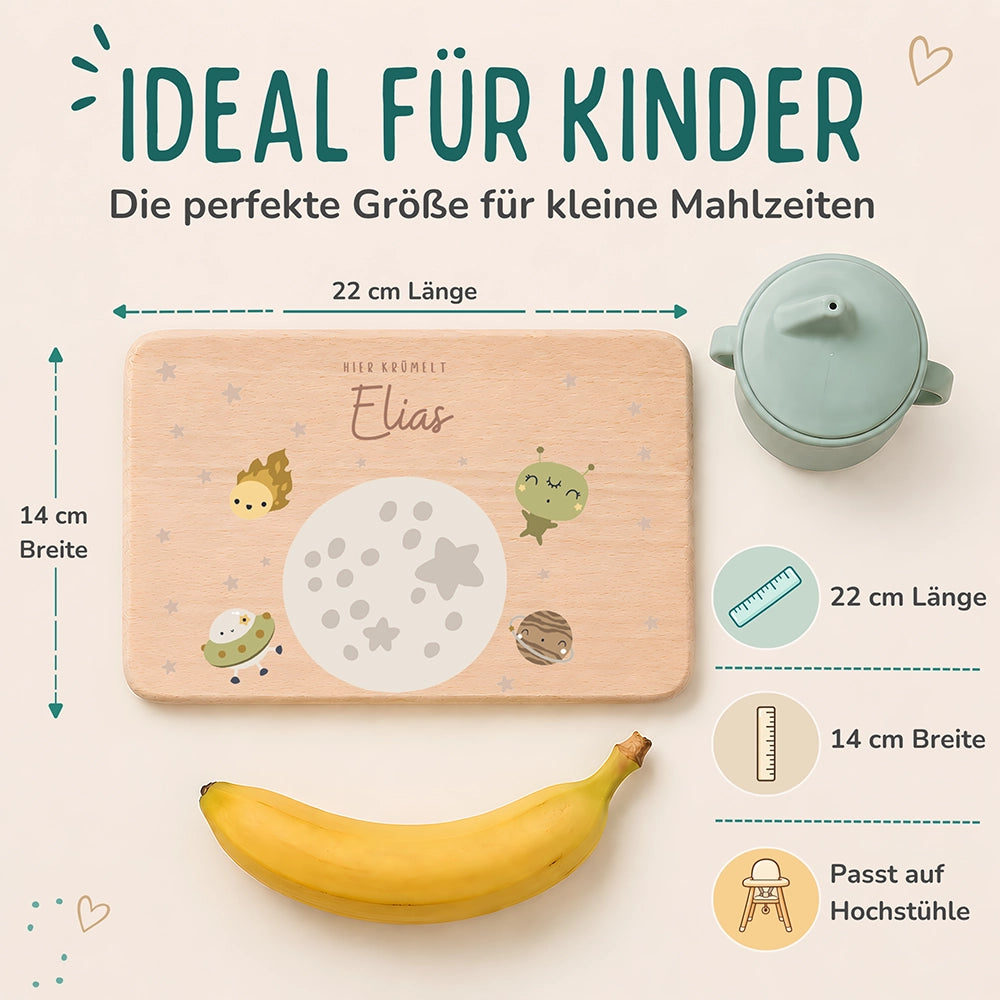 Frühstücksbrettchen Holz personalisiert - Weltall