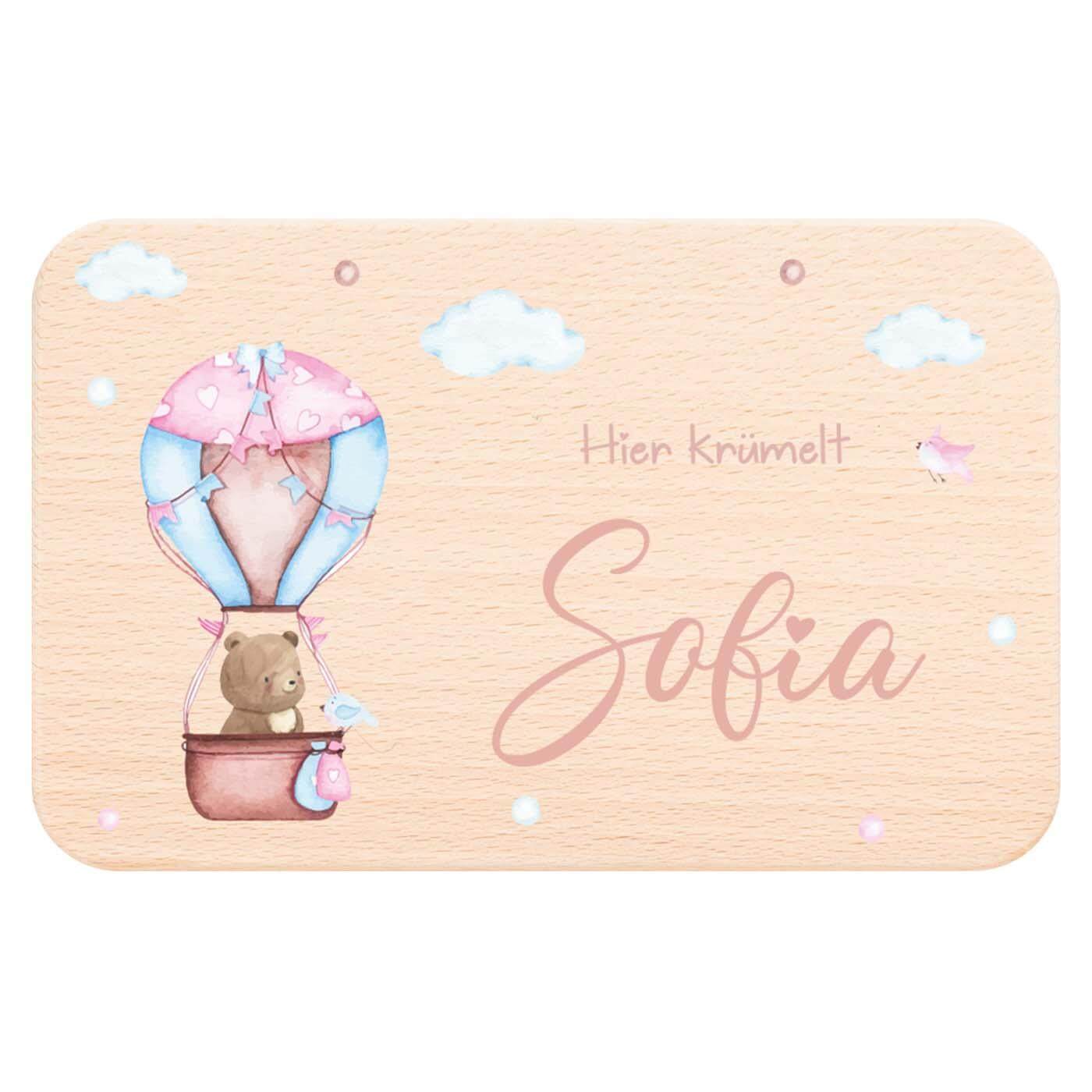 Personalisiertes Frühstücksbrettchen Ballon Bär