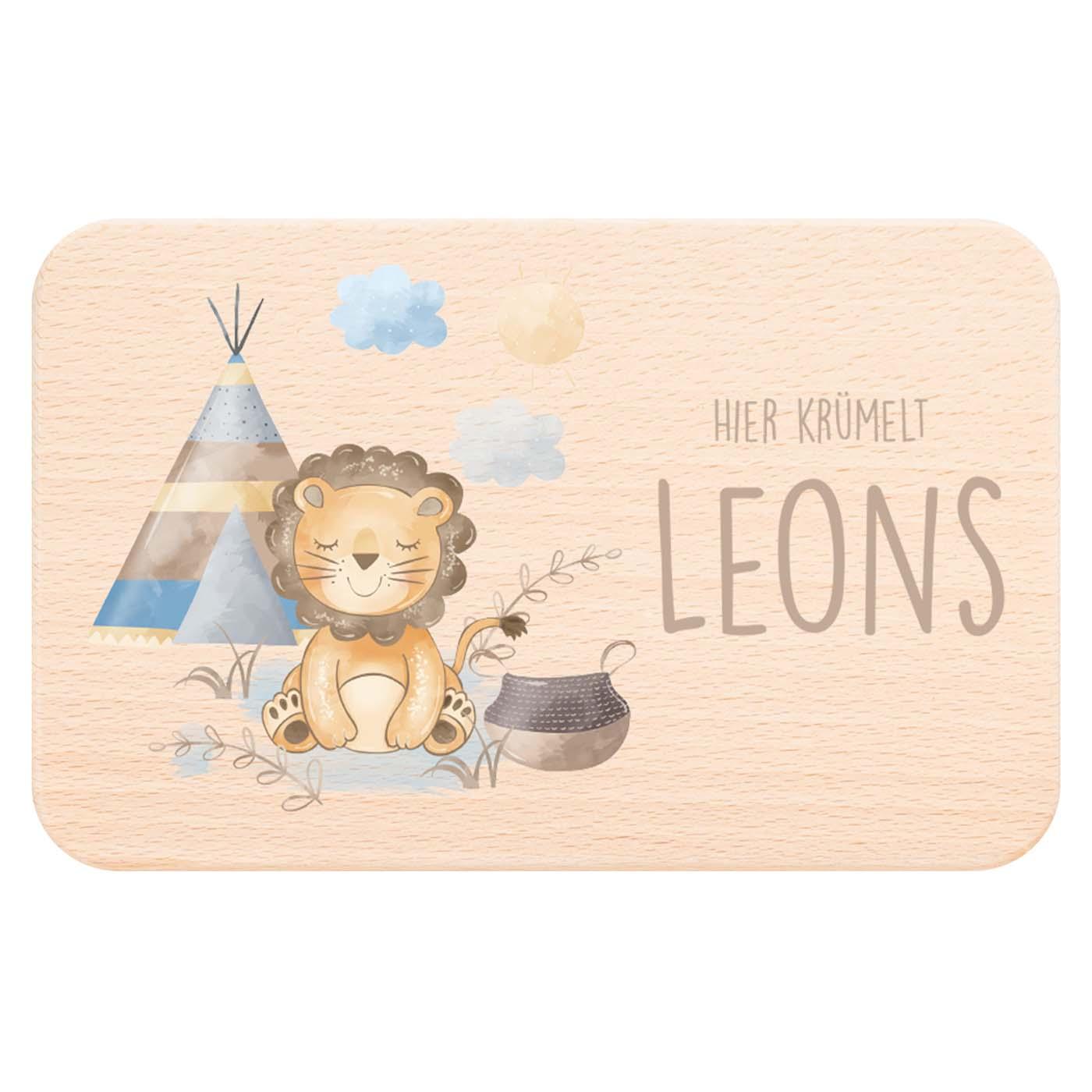 Personalisiertes Frühstücksbrettchen Tipi Löwe
