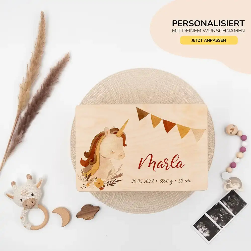Erinnerungsbox Baby - Boho Einhorn