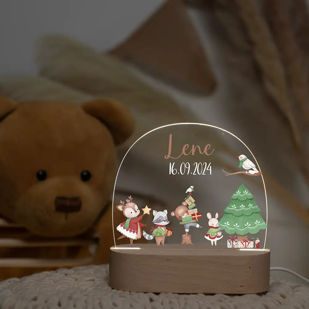 Nachtlicht Kinder personalisiert Weihnachten - Tanzende Tierfreunde