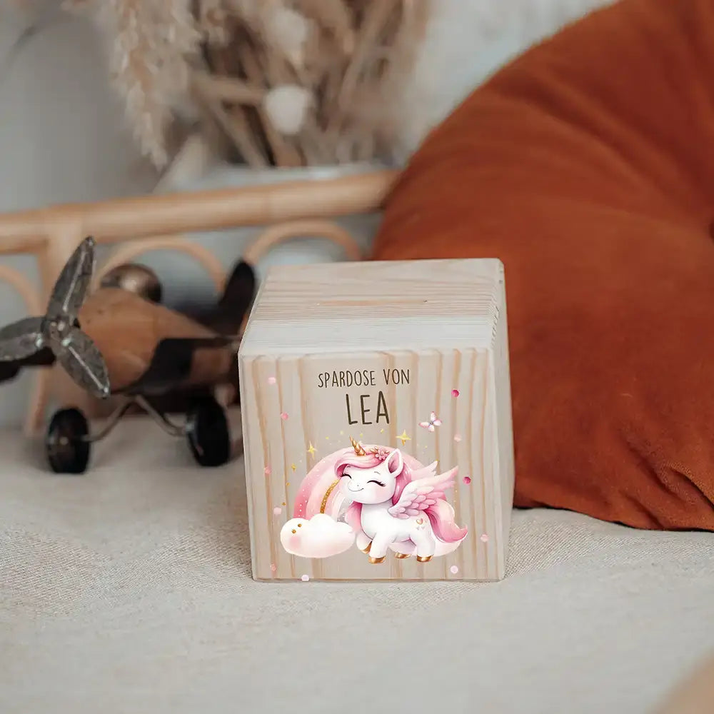 Spardose Kinder, Sparschwein personalisiert - Einhorn