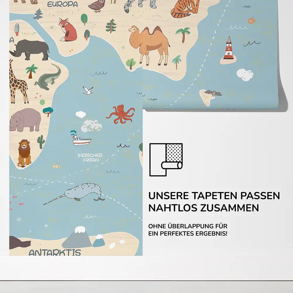 Selbstklebende Kinderzimmer-Tapete Weltkarte â in 15 Minuten angebracht