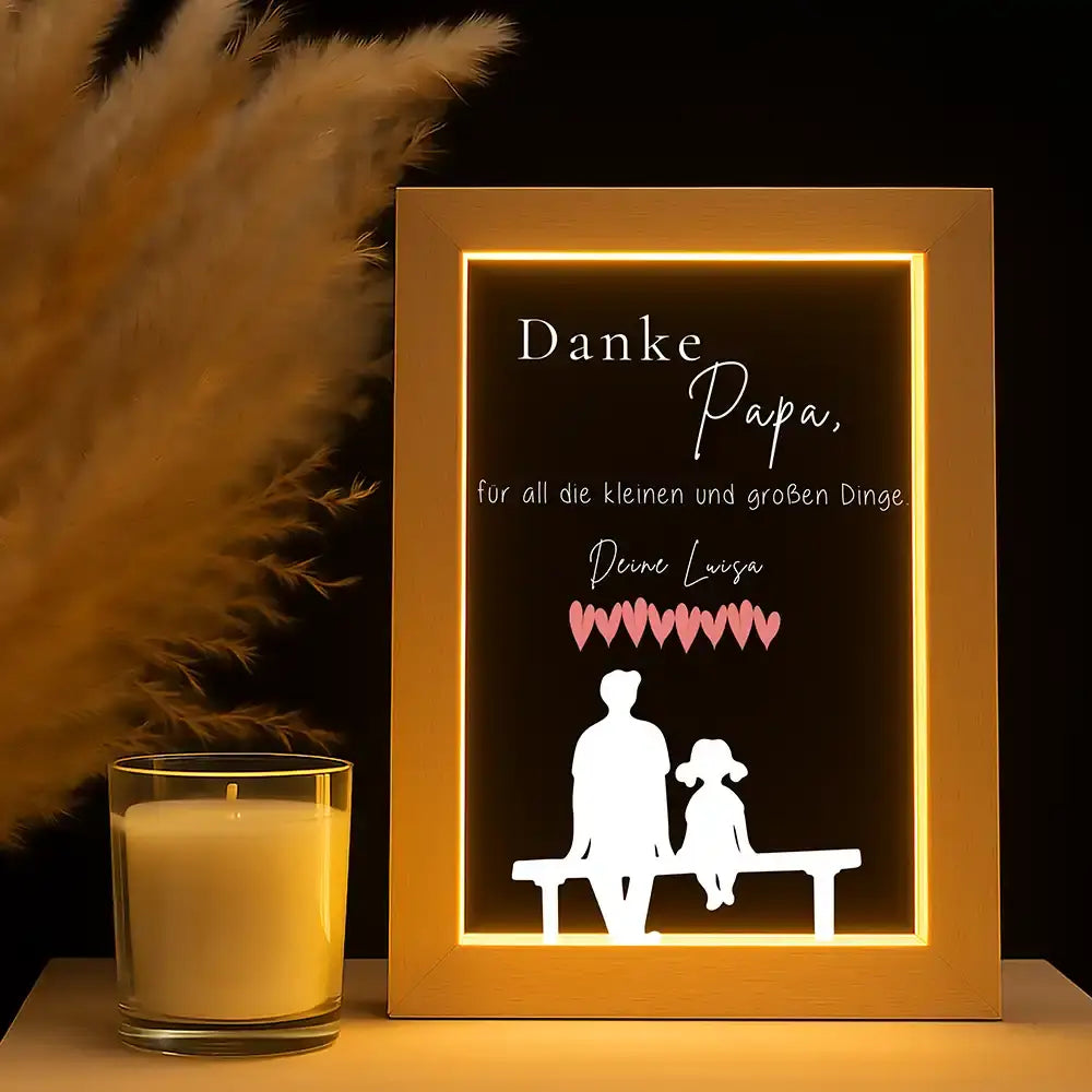 LED-Bilderrahmen Nachtlicht "Danke Papa" personalisiert
