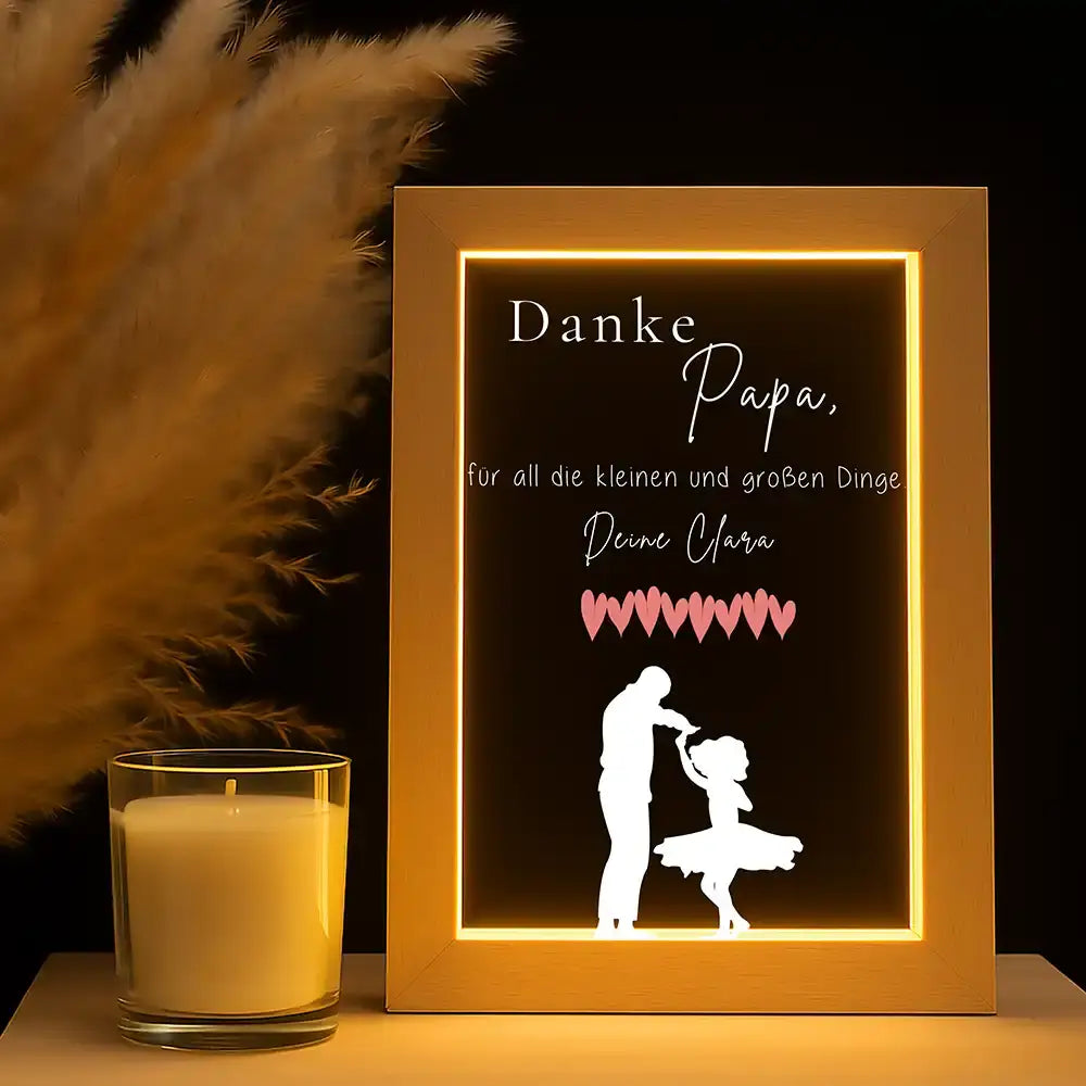 LED-Bilderrahmen Nachtlicht "Danke Papa" personalisiert