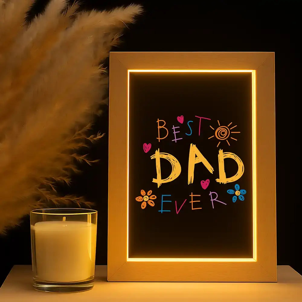 LED-Bilderrahmen Nachtlicht "Danke Papa" personalisiert