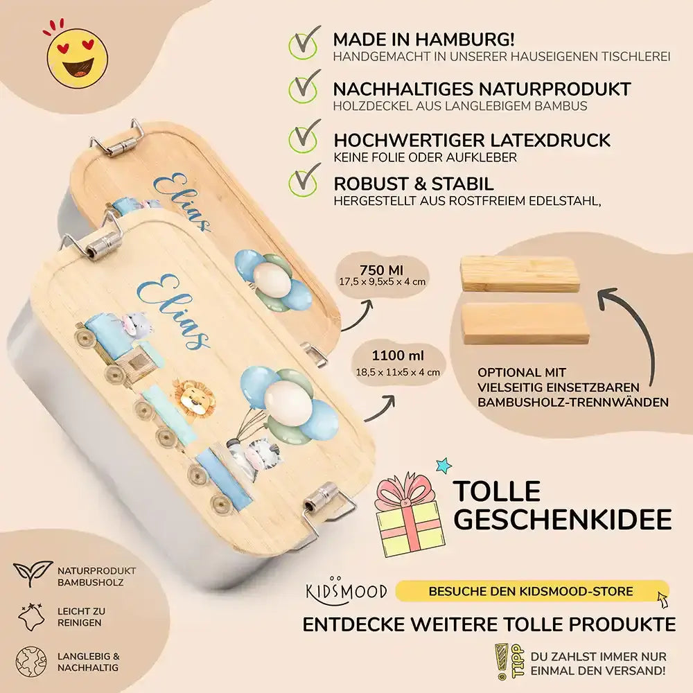 detailansicht der gravierten tiere eisenbahn motive auf brotdose