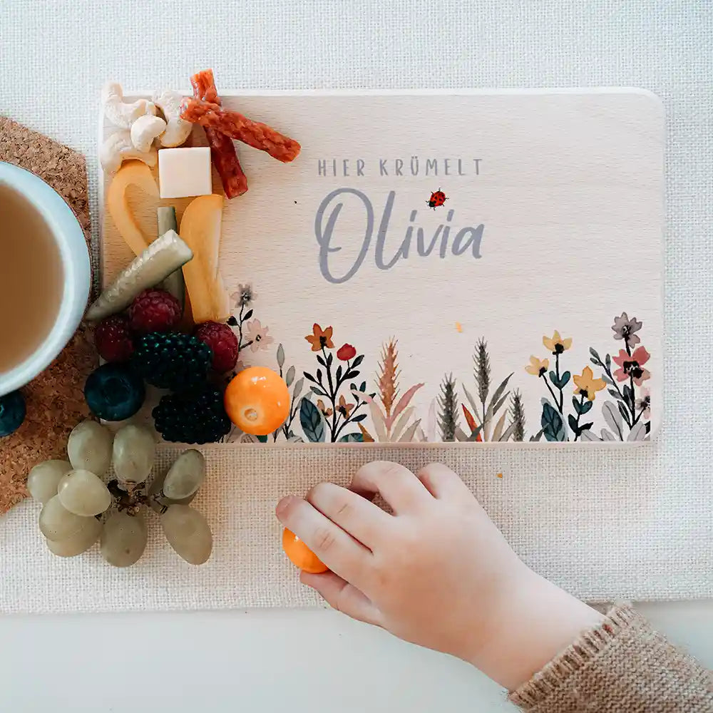Frühstücksbrettchen Holz personalisiert - Flora