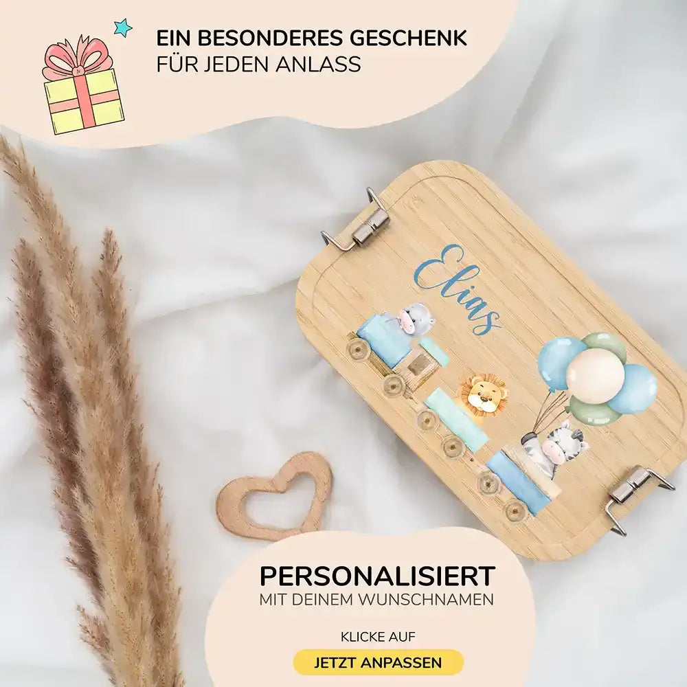brotdose mit tiere eisenbahn motiv und individuellem namen