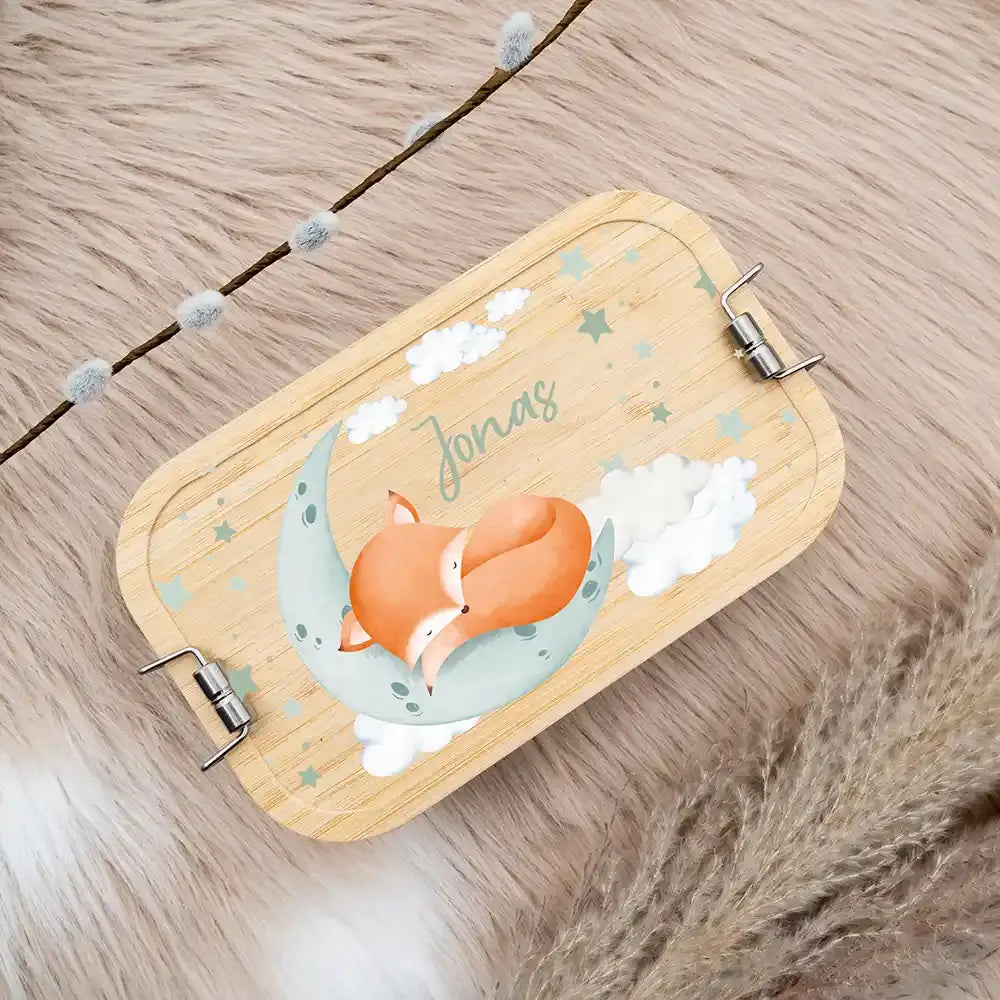personalisierte aufbewahrungsdose mit baby fuchs design