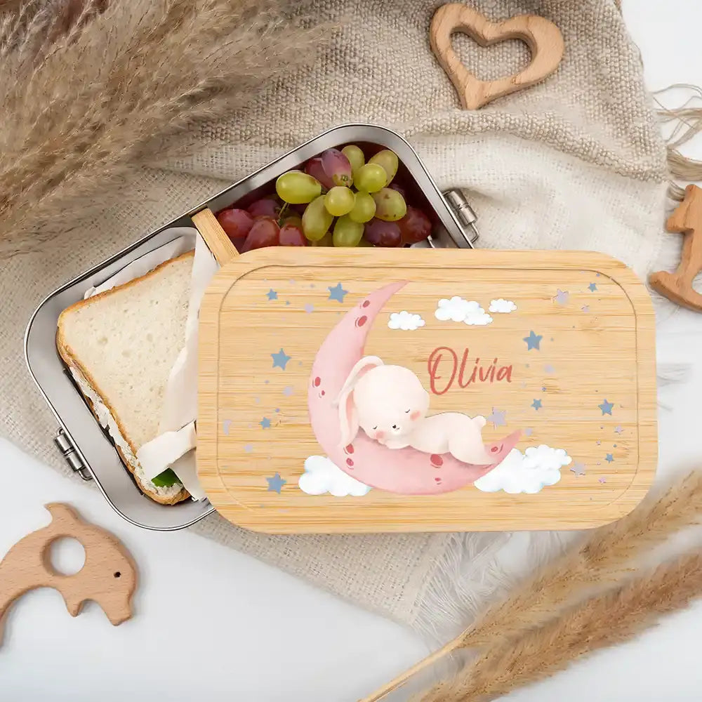 personalisierte brotdose mit baby hase design
