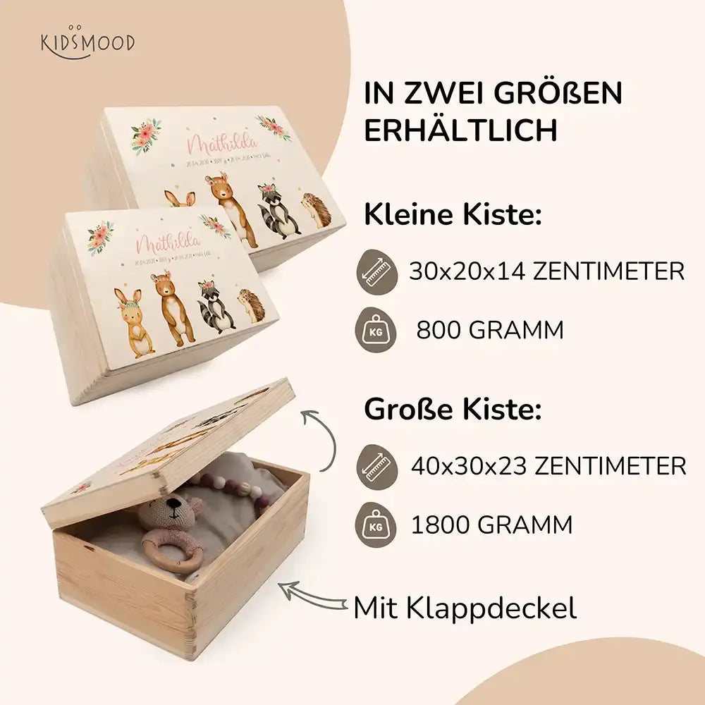 Personalisierte Erinnerungskiste Woodland Tierfamilie