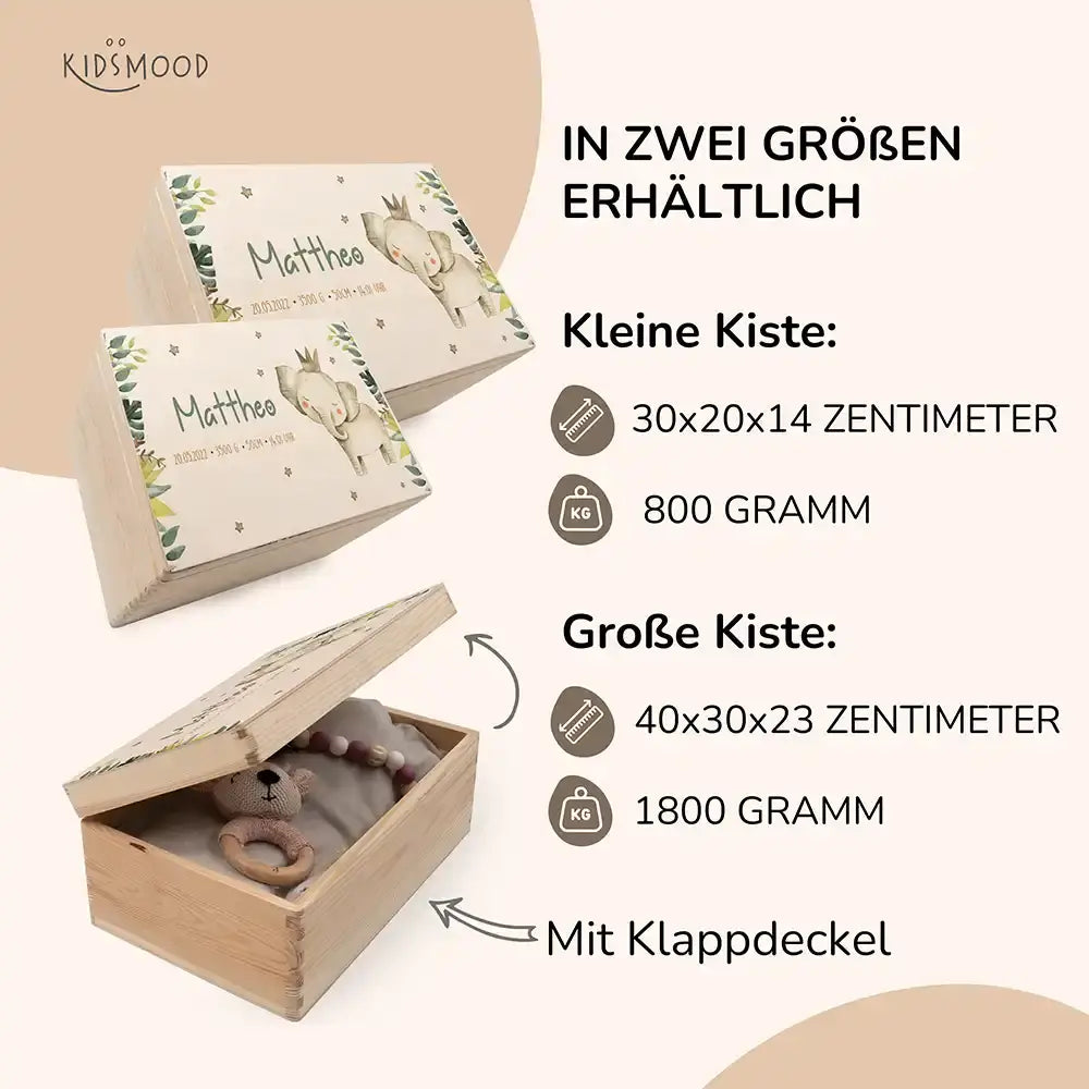 Erinnerungsbox Baby - Jungle Elefant