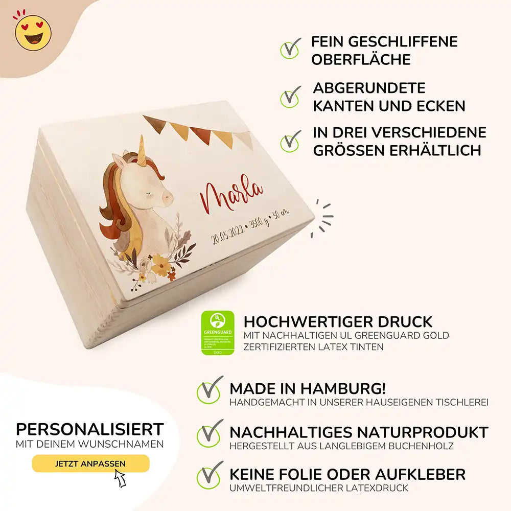 Erinnerungsbox Baby - Boho Einhorn