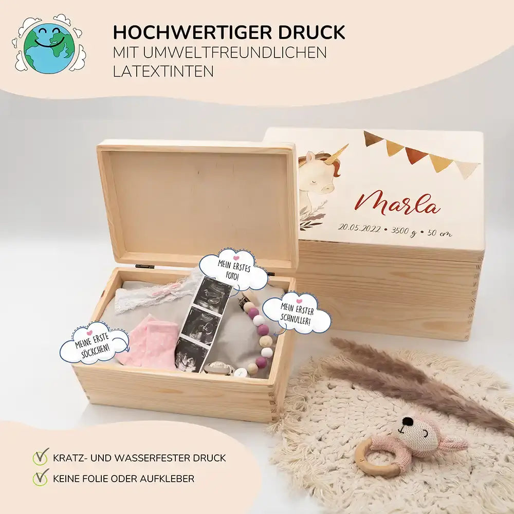 Erinnerungsbox Baby - Boho Einhorn
