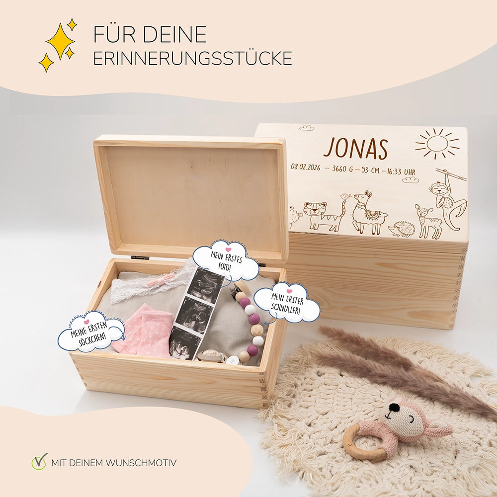 Erinnerungsbox Baby - Safari Tierfamilie