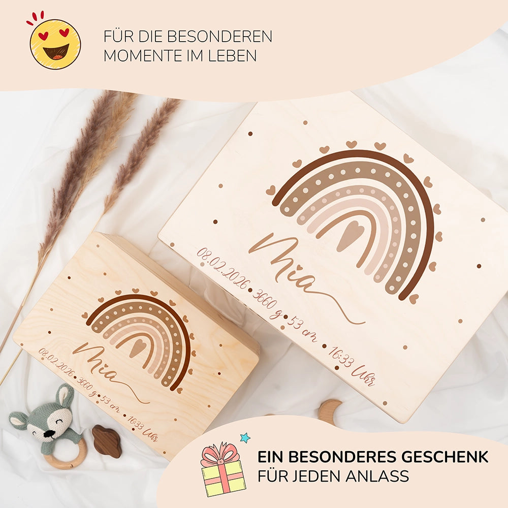 Erinnerungsbox Baby - Regenbogen Herz
