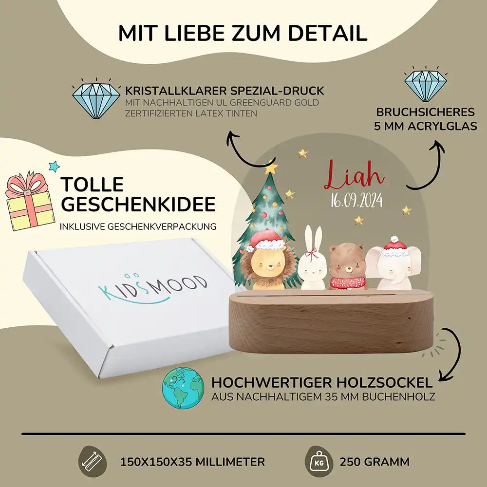 Nachtlicht Kinder personalisiert Weihnachten - Waldzauber