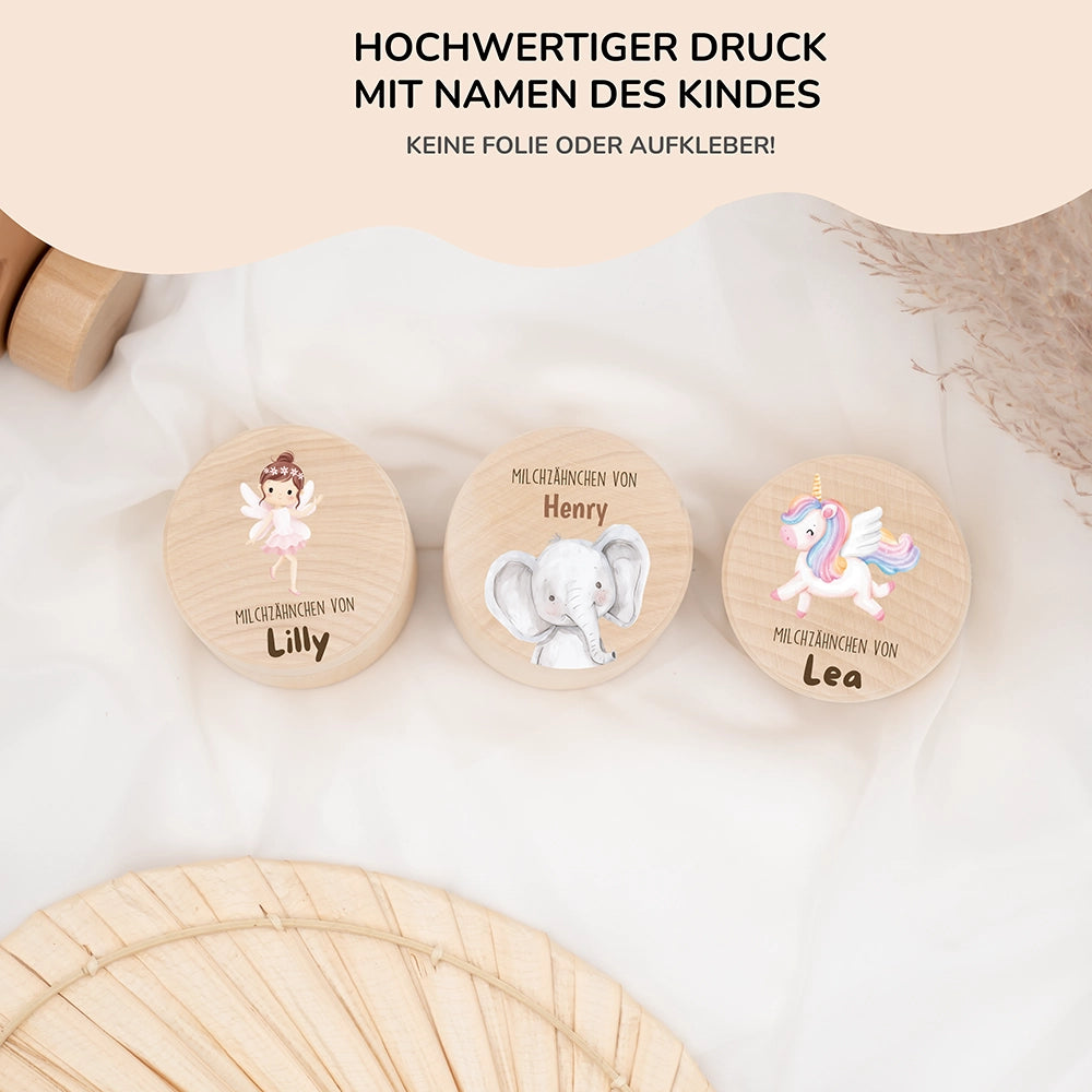 Milchzahndose personalisiert - Jungen Elefant Motiv