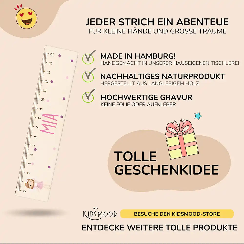 Holzlineal personalisiert - Fee
