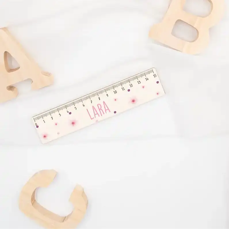 Holzlineal personalisiert - Blumen