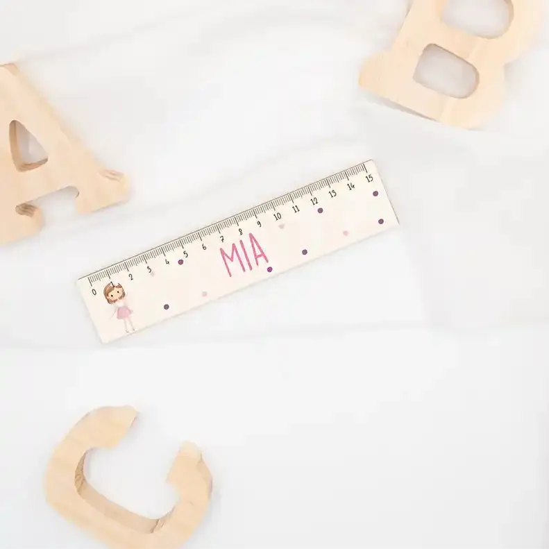 Holzlineal personalisiert - Fee rosa
