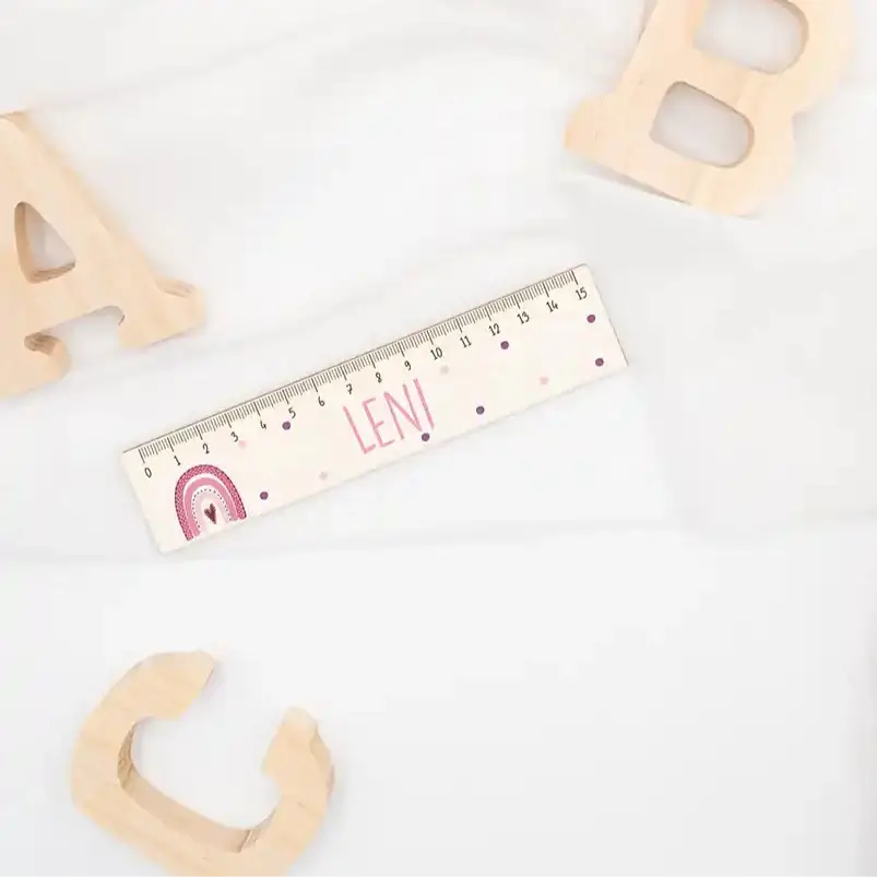 Holzlineal personalisiert - Regenbogen