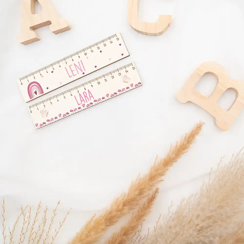 Holzlineal personalisiert - Regenbogen
