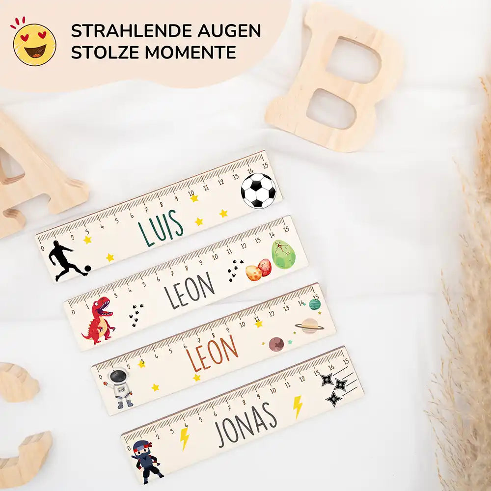 Holzlineal personalisiert - Dinosaurier
