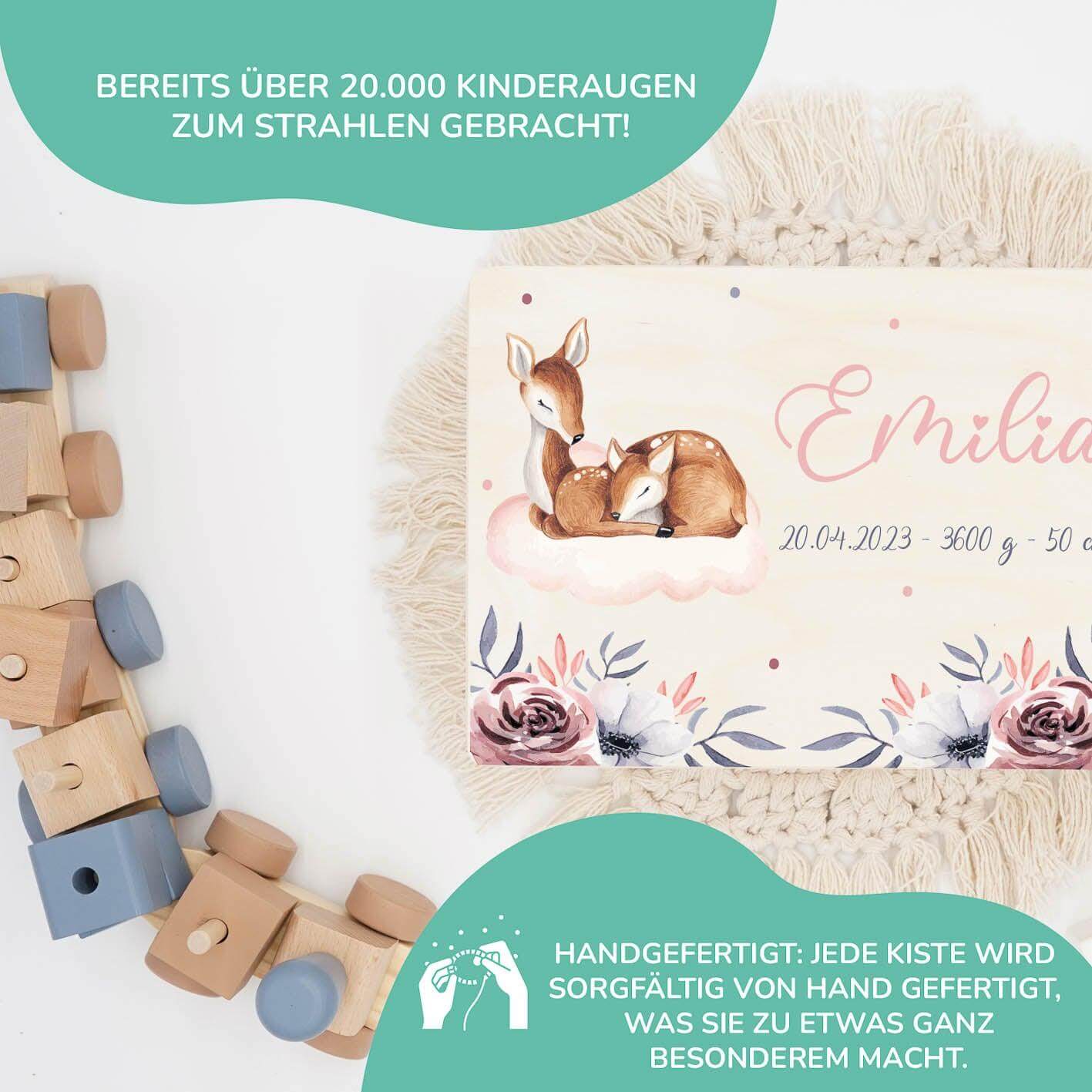 high-quality personalized memory box with deer family