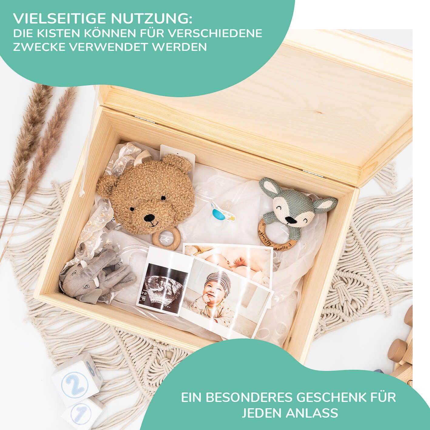 engraved memory box with jungle animals and custom name