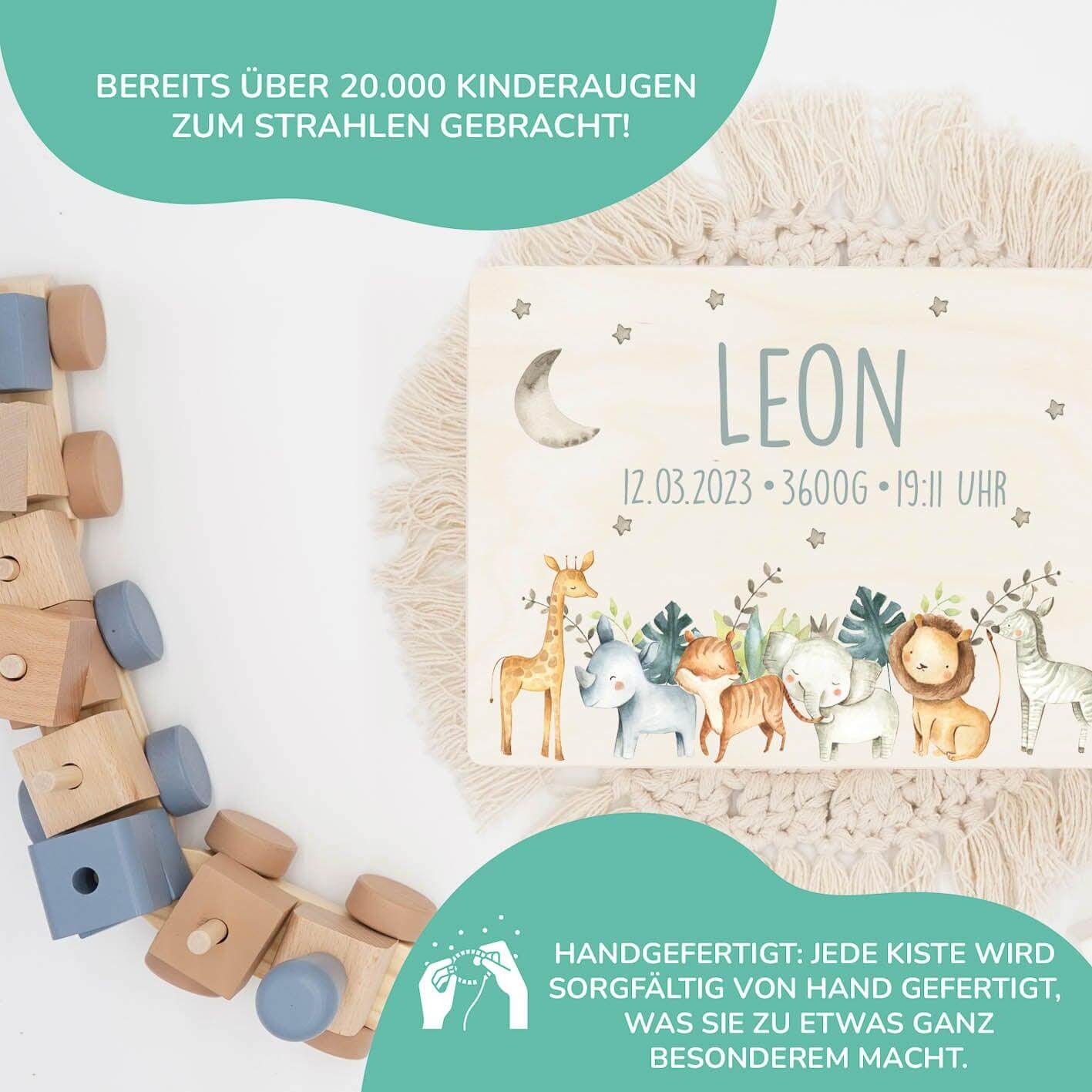 Personalisierte Erinnerungskiste Jungle Tiere