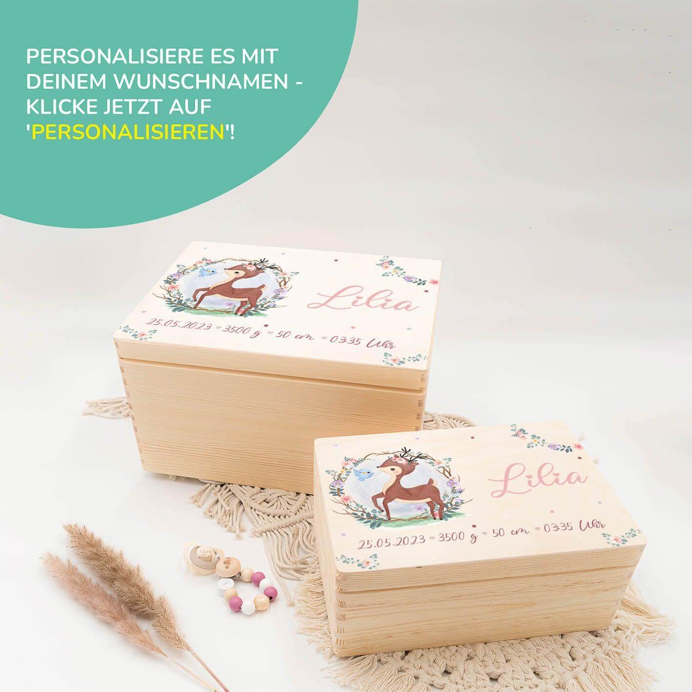 Personalisierte Erinnerungskiste Baby Reh