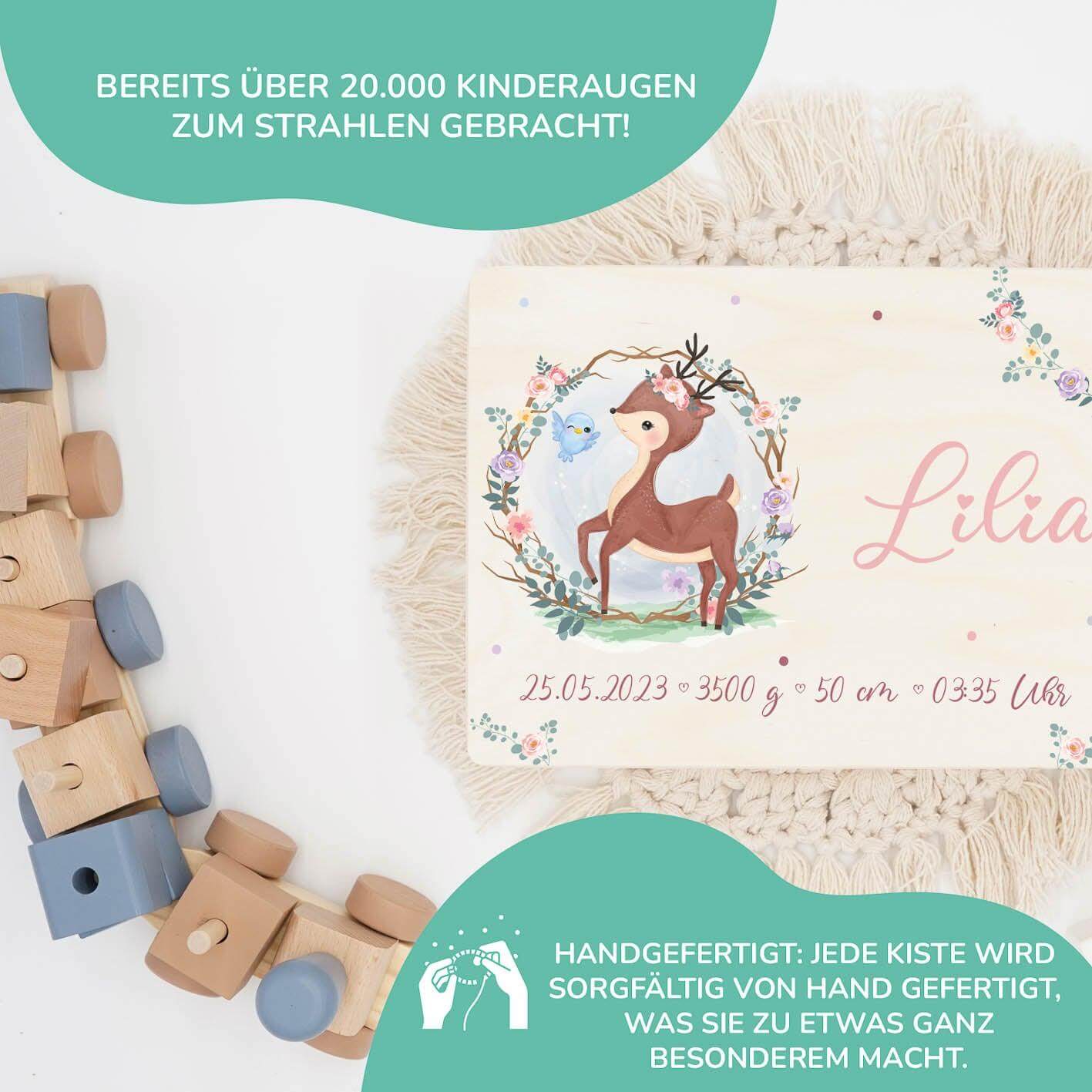 Personalisierte Erinnerungskiste Baby Reh
