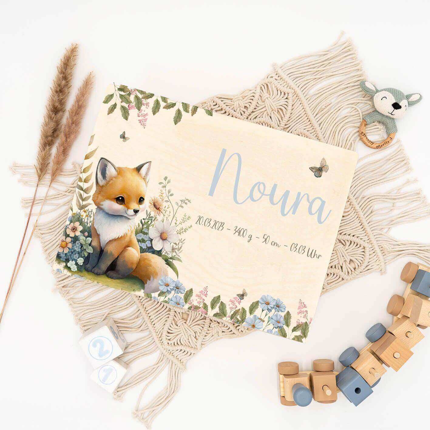 Personalisierte Erinnerungskiste Baby Fuchs