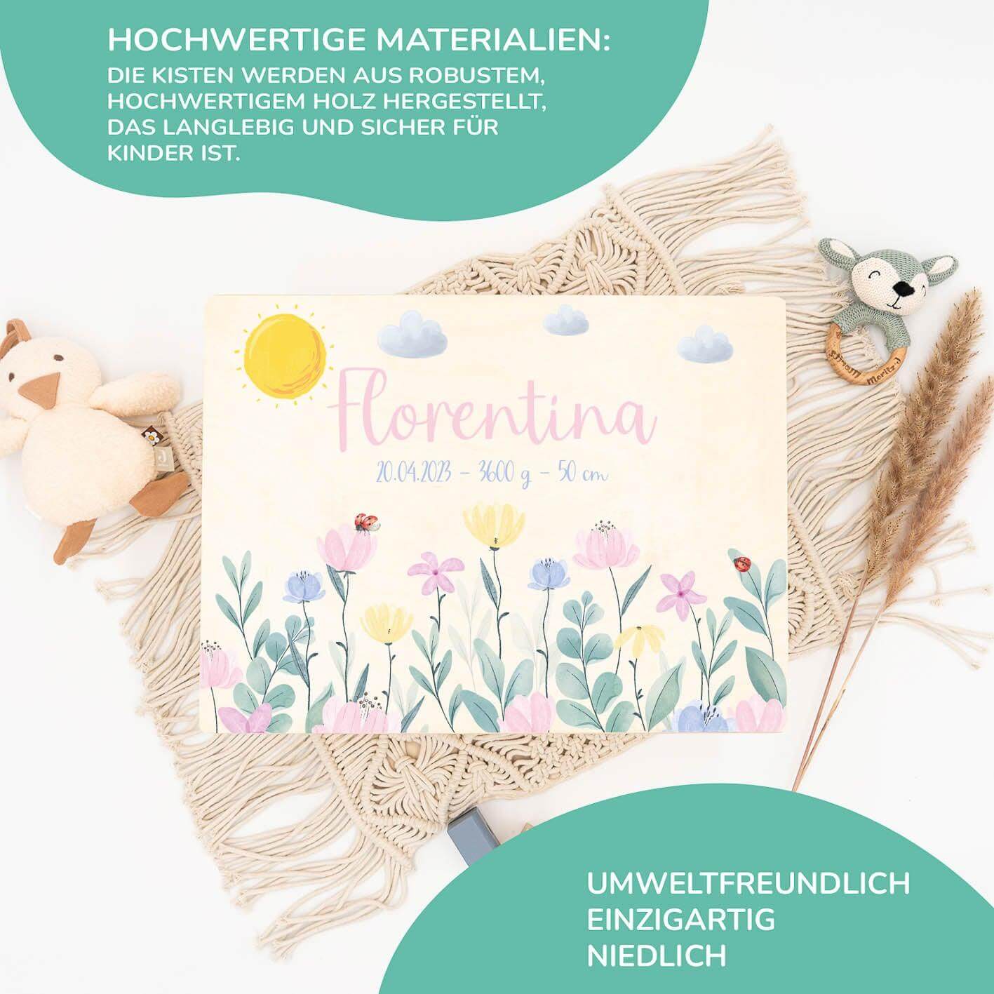Personalisierte Erinnerungskiste Blumengarten