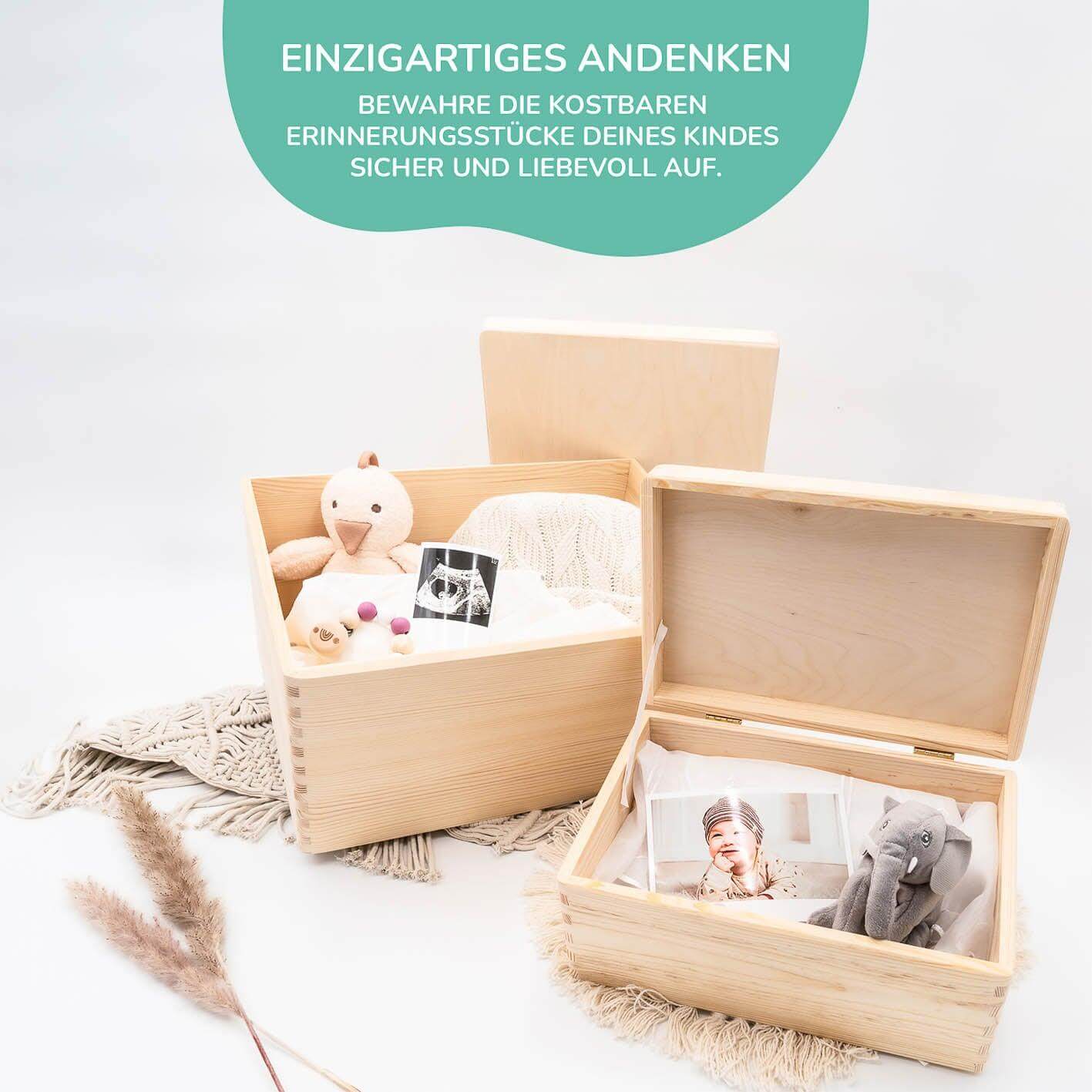 Personalisierte Erinnerungskiste Reh Regenbogen Boho