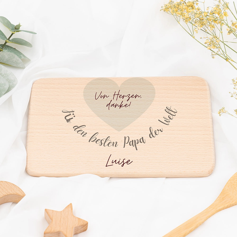 FrĂĽhstĂĽcksbrettchen Holz FĂĽr den besten Papa der Welt mit Gravur - Geschenk Vatertag