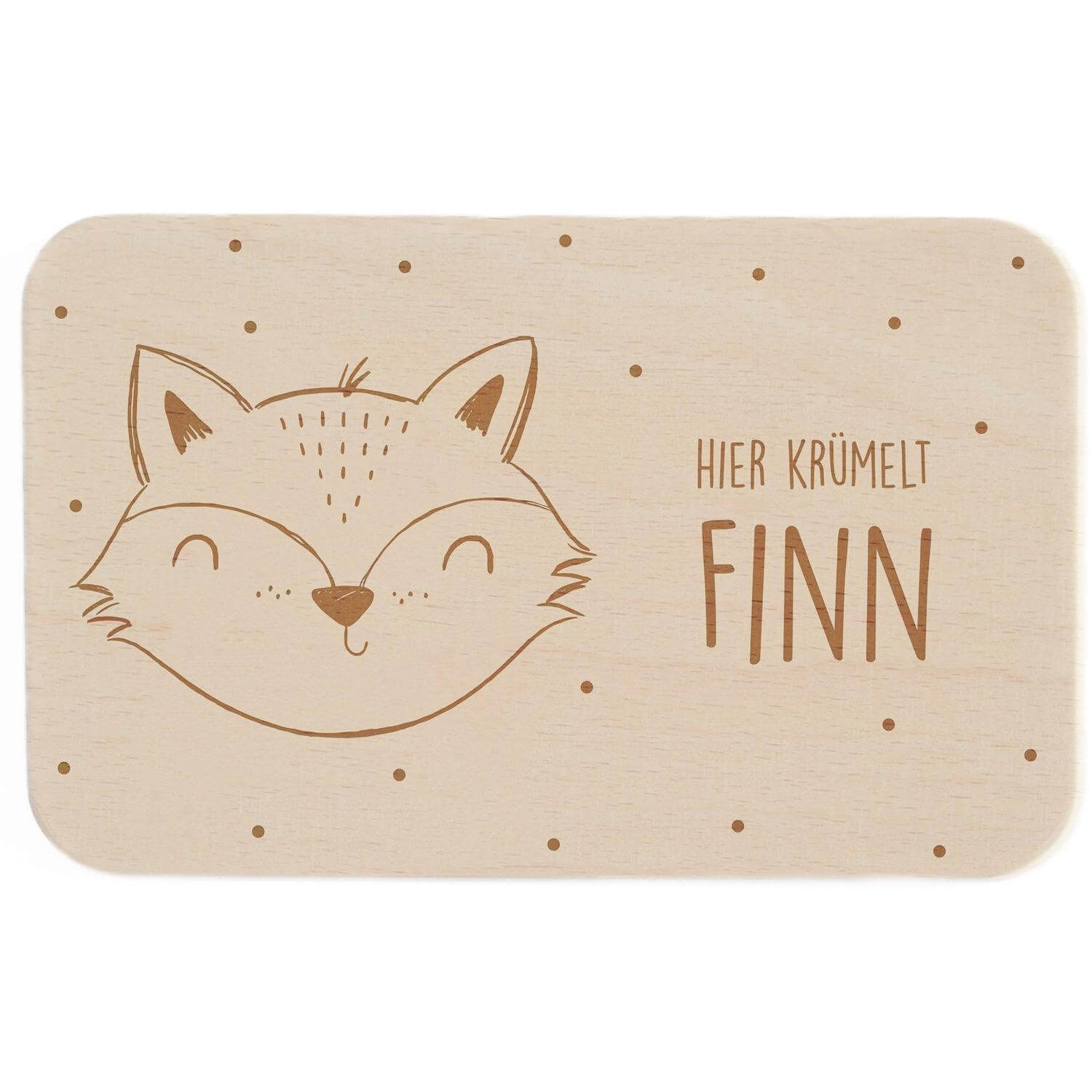 Personalisiertes Frühstücksbrettchen Fröhlicher Fuchs