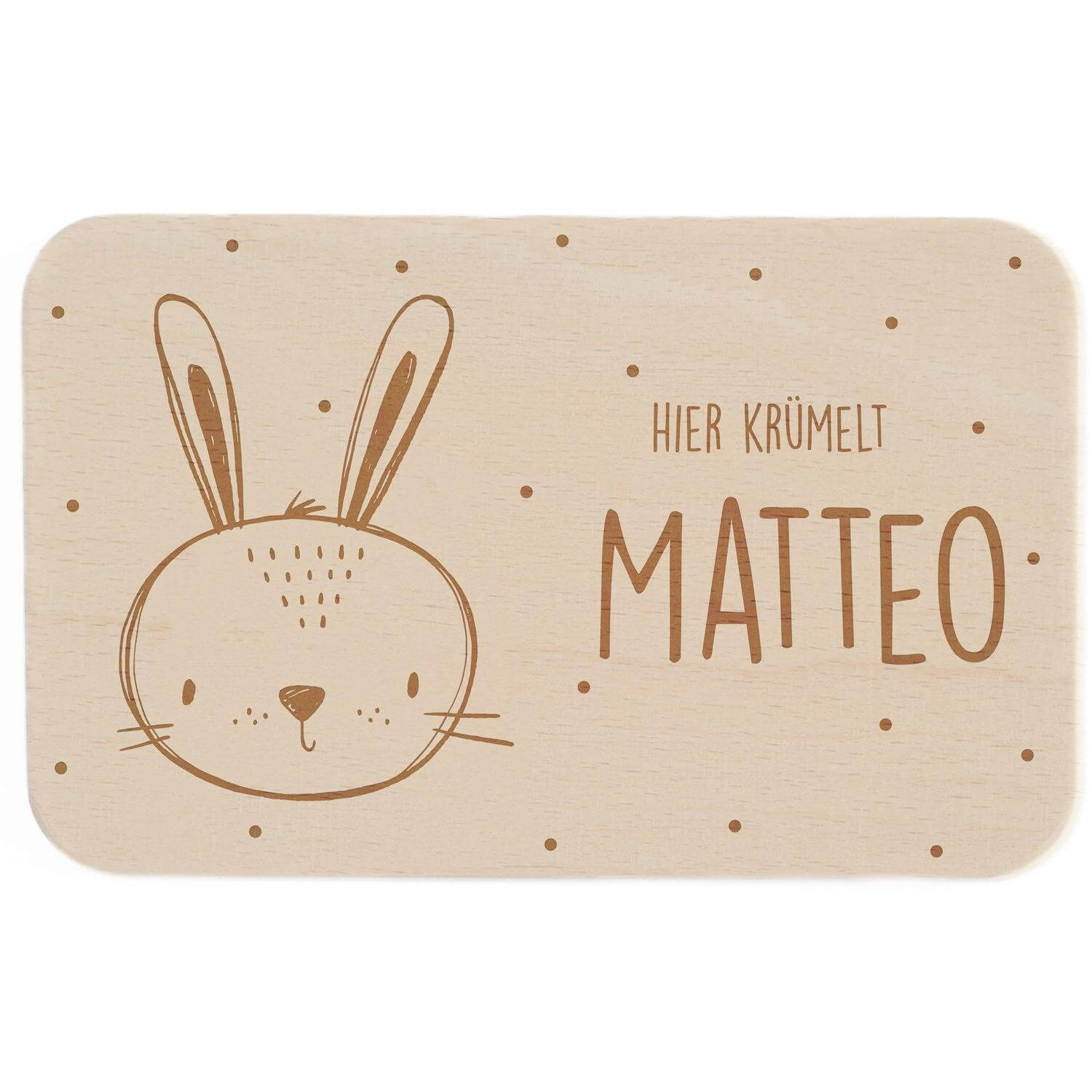 Personalisiertes Frühstücksbrettchen Kleiner Hase