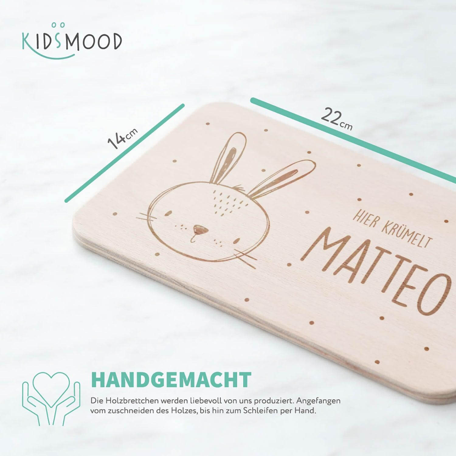 Personalisiertes Frühstücksbrettchen Kleiner Hase