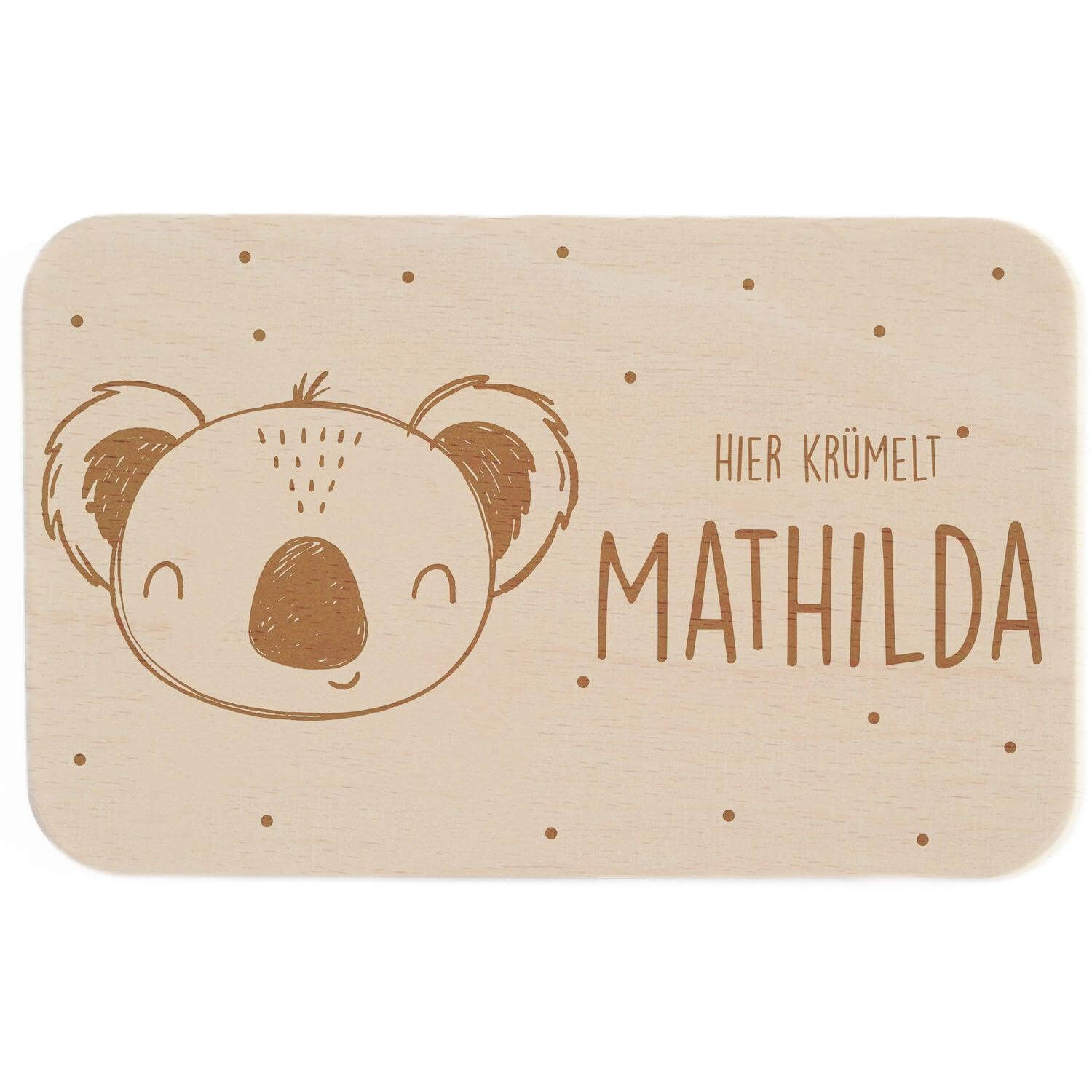 engraved wooden board with custom name for breakfast