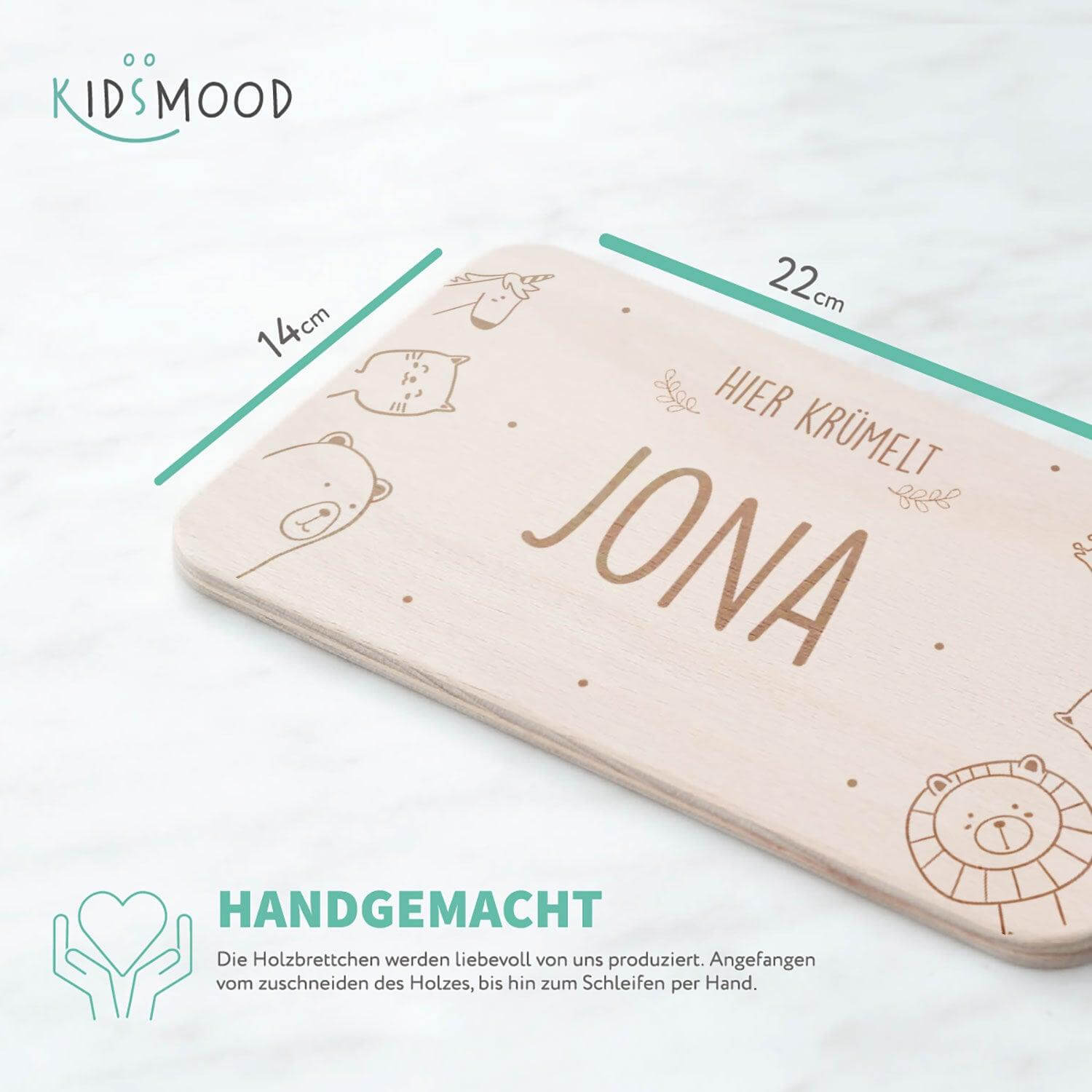 detailed view of animal family design on breakfast board