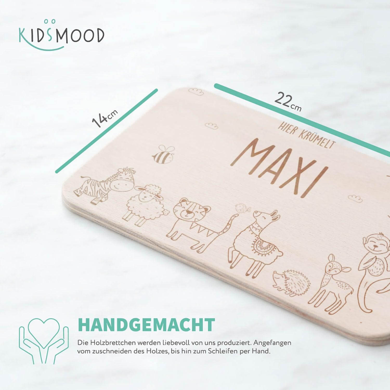 detailed view of animal family design on breakfast board