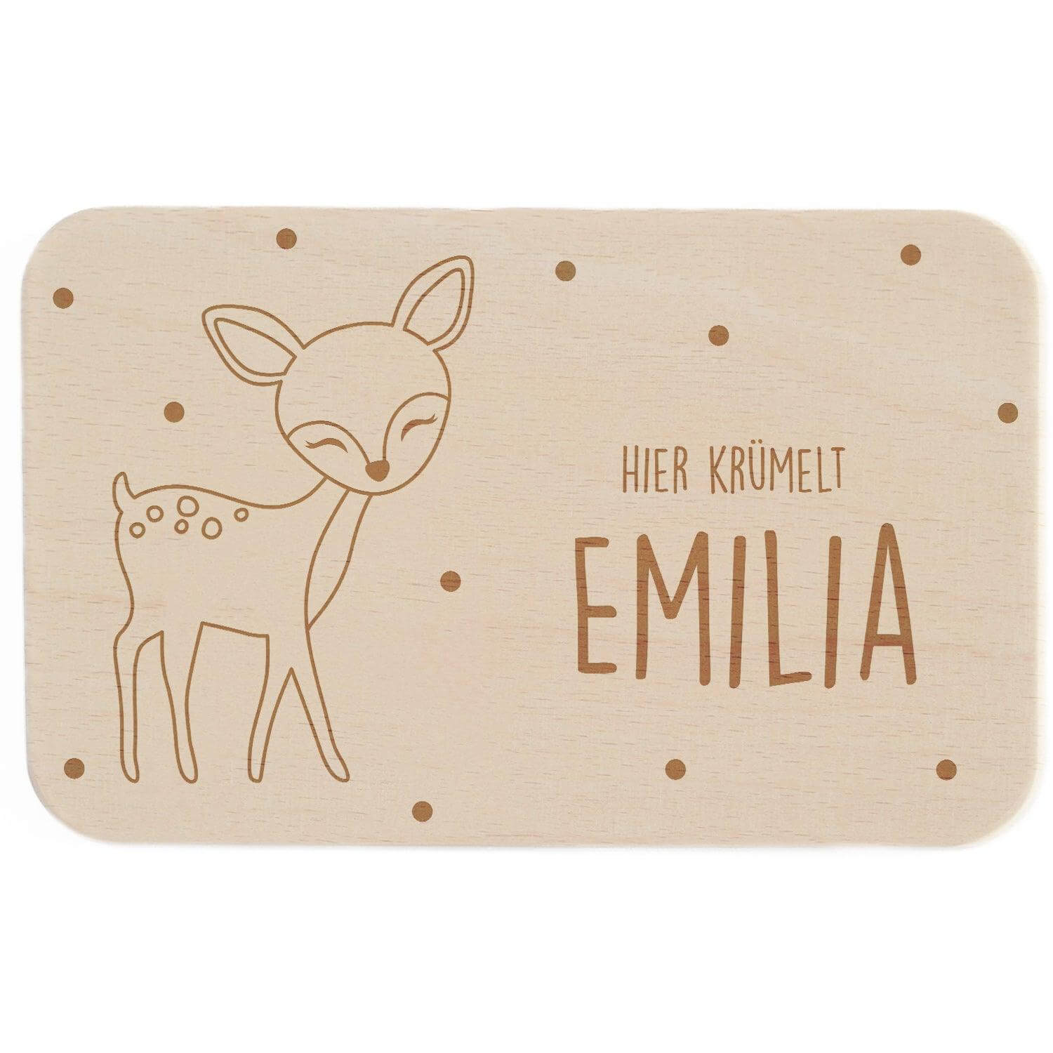 custom deer design on wooden breakfast board