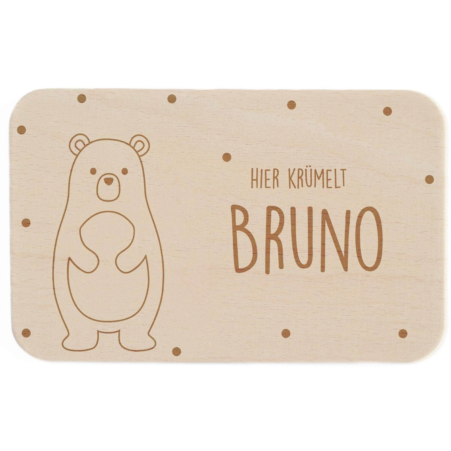 handcrafted breakfast board with personalized bear engraving